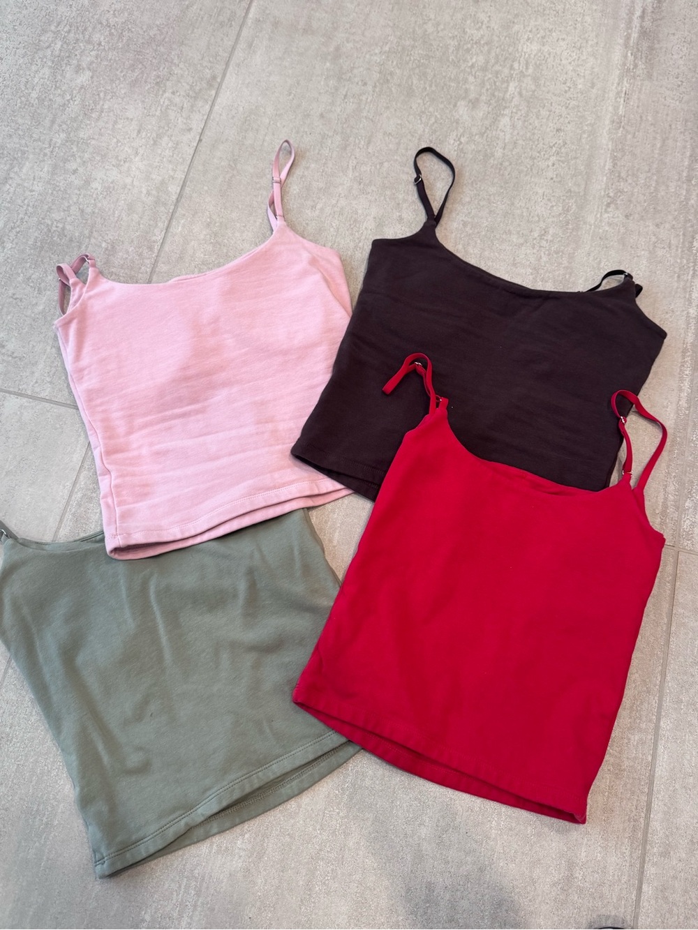 Abercrombie & Fitch Slim Cami Set in Pink, Black, Red, Olive